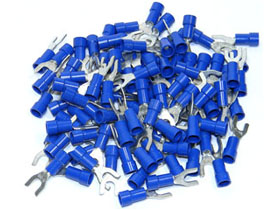 Fork Terminal, Blue for 14-16AWG, #8 Stud, 100Pcs.